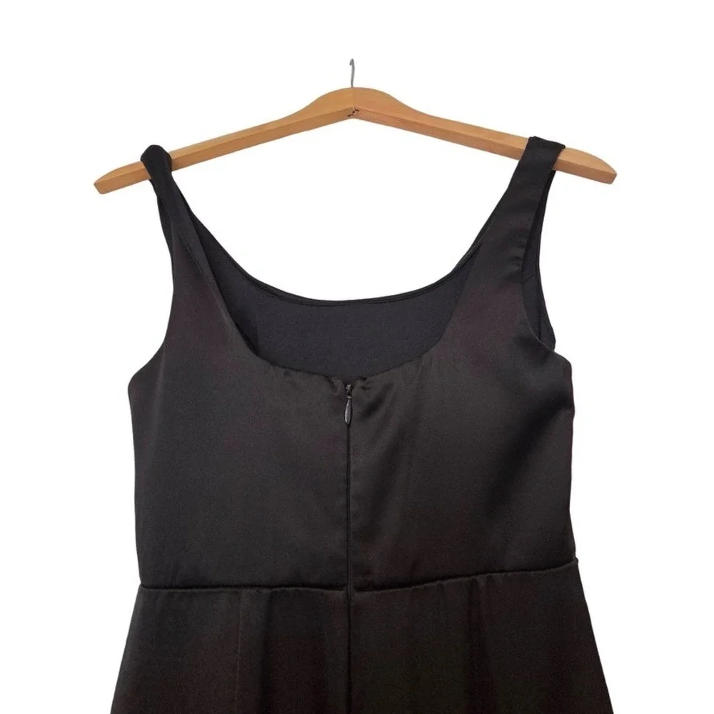 Formal Satin Dress Black Cowl Neck Side Slit Gown Women Small - Picture 4 of 6